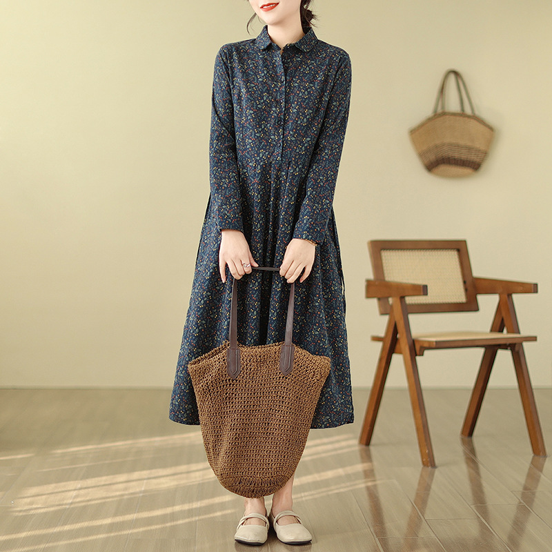 Real Shot 2025 Spring New Artistic Retro Sanding Doll Collar Mori Long Sleeve Long dress Women Real Shot 2025 Spring New Artistic Retro Sanding Doll Collar Mori Long Sleeve Long dress Women