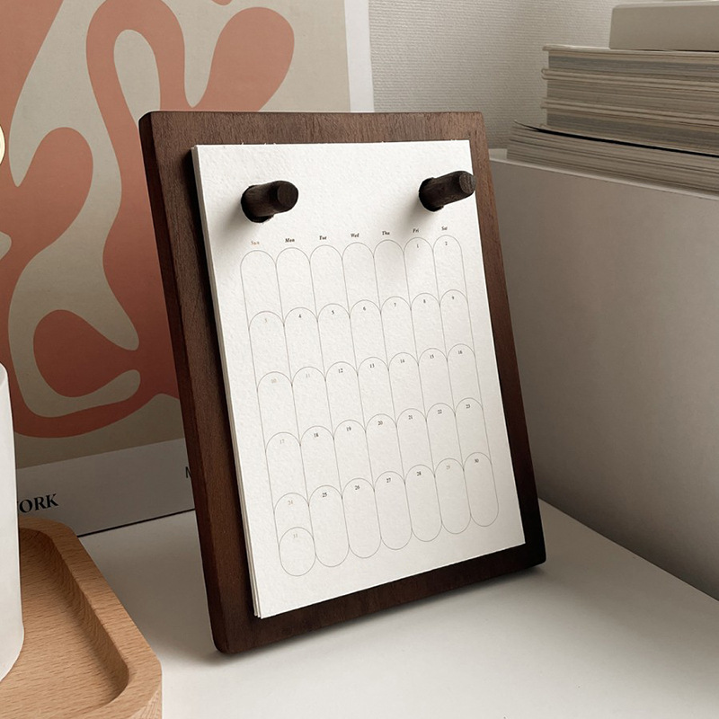 calendario de escritorio de madera 2025 nuevo año de serpiente calendario de escritorio marco de calendario de escritorio base de regalo de promoción de fábrica calendario marco