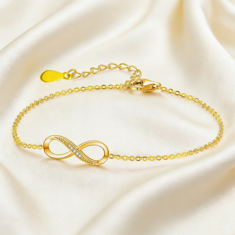 Cross-Border Hot-Selling Titanium Steel Diamond-Encrusted Infinity 8-Shaped Bracelet, Classic Versatile Personalized Women's Infinity Symbol Stainless Steel Bracelet Cross-Border Hot-Selling Titanium Steel Diamond-Encrusted Infinity 8-Shaped Bracelet, Classic Versatile Personalized Women's Infinity Symbol Stainless Steel Bracelet