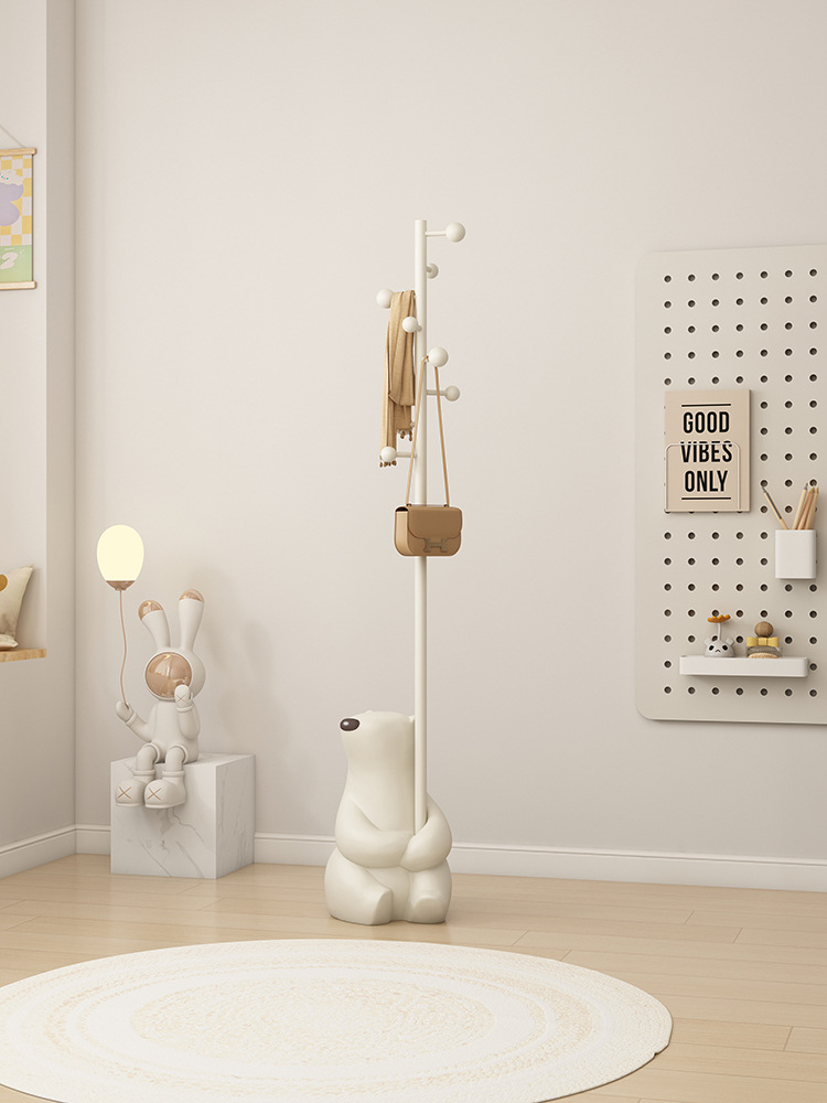 Polar Bear Coat Rack Floor Bedroom Home Living Room Decoration Decoration Hotel Homestay Children's Cream Style Hanger