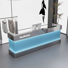 服装店不锈钢收银台理发店健身房轻奢高级吧台美容院前台接待台