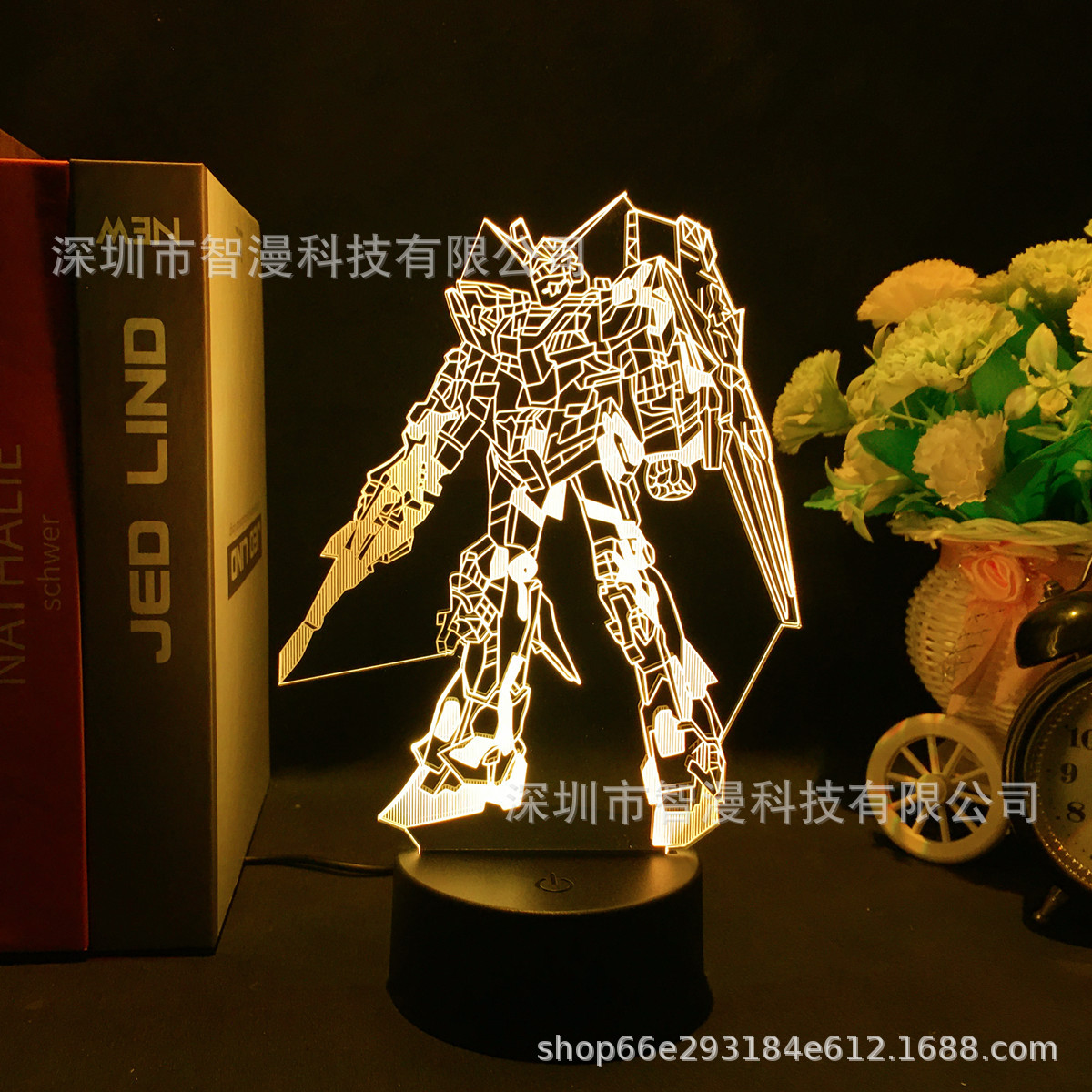 跨境热销3D小夜灯机动战士高达机器人七彩床头灯USB创意氛围礼品