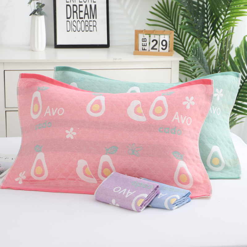 Adult Pillowcase Embroidered Fabric Thick Gauze Pillowcase Wedding Couple Student Pillowcase Pillow Towel