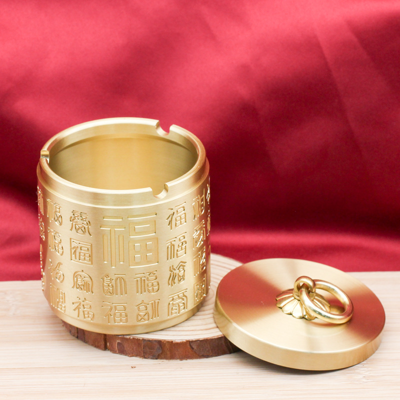 바이푸 재떨이 뚜껑 반 플라이 애쉬 금속 순수 황동 재떨이 자동차 사무실 집 거실 도매