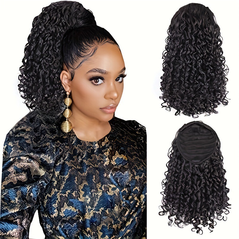 Factory wholesale dirty braid African black curled wig ponytail drawstring curled ponytail foreign trade wig hair