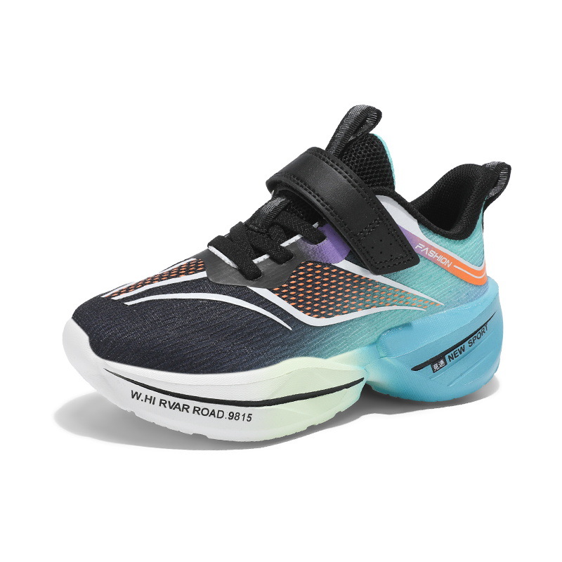 2526 Kidsren's Running Shoes Velcro Spring and Summer Mesh Lightweight Breathable Cushioning Sports Shoes Boys and Girls Shoes Mesh Running Shoes