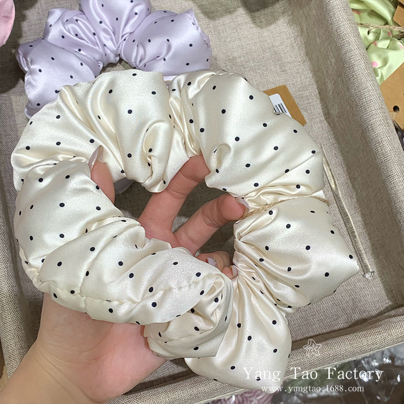 Almohada de lunares, lazo para el cabello del intestino grueso con relleno de algodón, lazo para el cabello de satén para dormir, tocado de cabeza de bola de sentido avanzado femenino