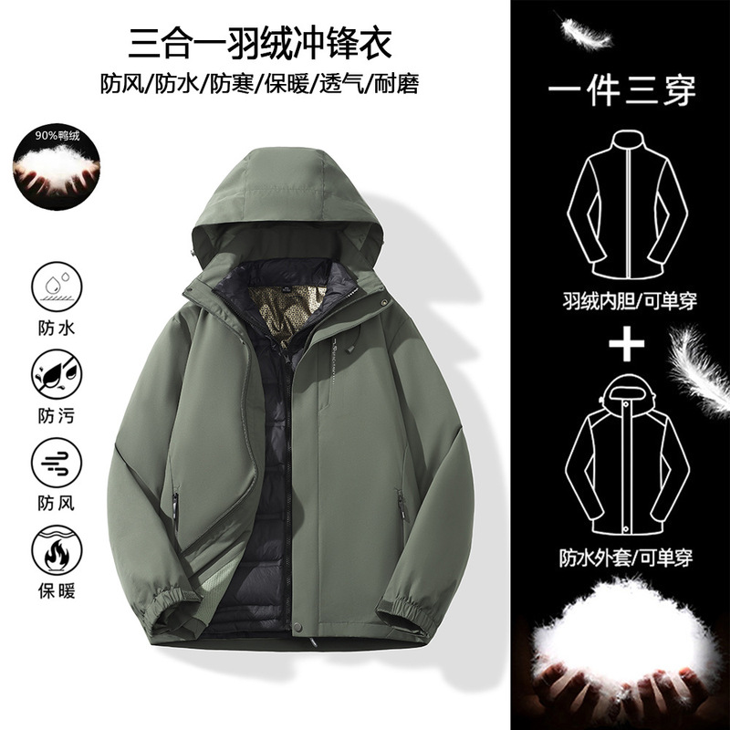 団体購入限定丨ジャケット3in1保温インナー付きアウトドア登山服防風防水ワークジャケットカスタム|undefined