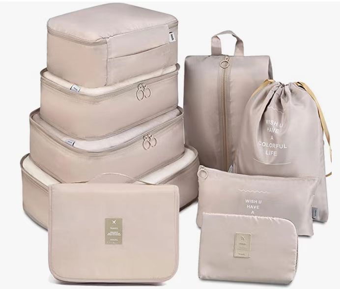 Sarga engrosada nueva bolsa de almacenamiento de viaje de nueve piezas equipaje de viaje ropa sub-paquete bolsa de almacenamiento conjunto de 9 piezas