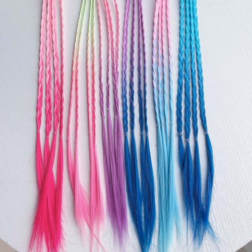 Children's wig accessories, headwear, false ponytail, strap-style colorful braided headband, girls' short stage cute hairstyle
