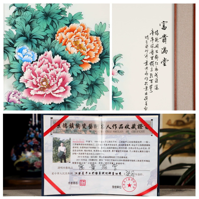 hand-painted porcelain plate paintings, calligraphy and paintings in the nave, hand-written nave paintings, rural hall hanging paintings, Jingdezhen ceramic living room decoration paintings
