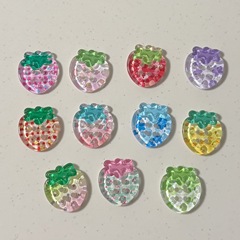 春夏新款草莓印花透明扣子diy发夹手机壳装饰服饰洞洞鞋搭配批发