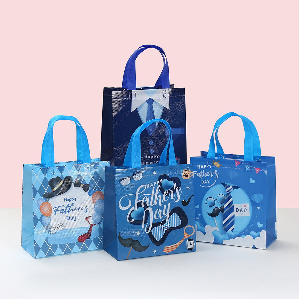 跨境父亲节礼品袋覆膜无纺布手提袋爸爸节日礼物袋防水购物袋批发
