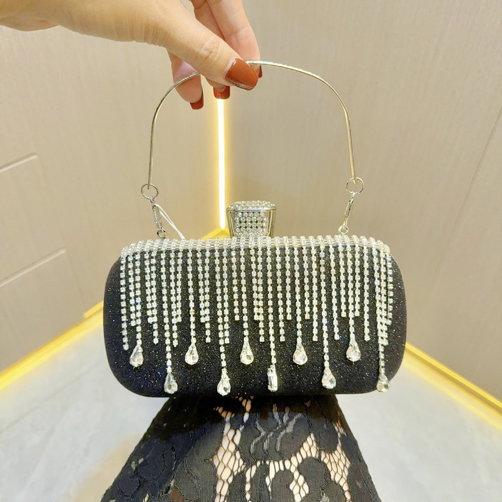 新款跨境流蘇晚裝包晚禮服宴會手拿包鑲鑽包包名媛斜跨手提晚宴包