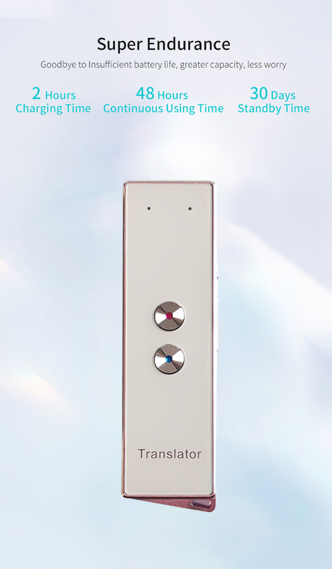 The X9 translator features voice synchronization translation, mutual translation, cross-border multi-language photography, travel and audio recording for offline use undefined