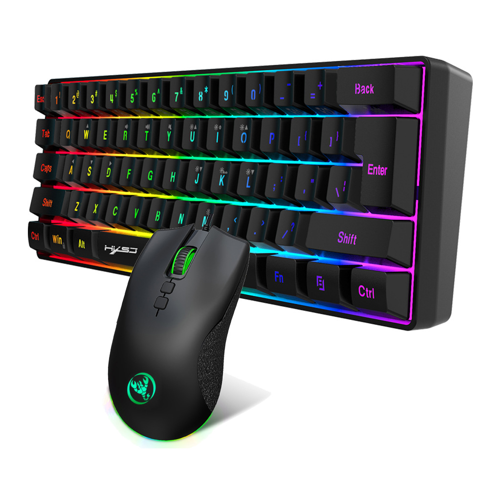 Nytt 61keys lysende sett, kablet mus, kontorspilltastatur_voghion.com