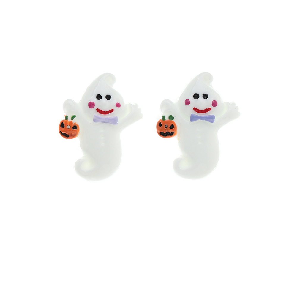 Ez3817 Pendientes Cruzados Europeos Y Americanos Nuevos De Halloween Simulación De Cara Fantasma De Plástico Calabaza Muerte Fantasma Festival Pendientes display picture 14