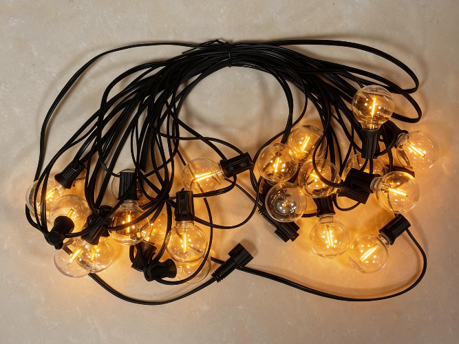 Guirnalda de luces LED con portalámparas E27 a prueba de agua, para exteriores, balcones, jardines, luces colgantes coloridas, iluminación para camping, decoración, cable con núcleo de cobre