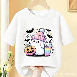 HALLOWEEN 万圣节蝙蝠南瓜幽灵 印花儿童短袖 T 恤纯棉60806-5