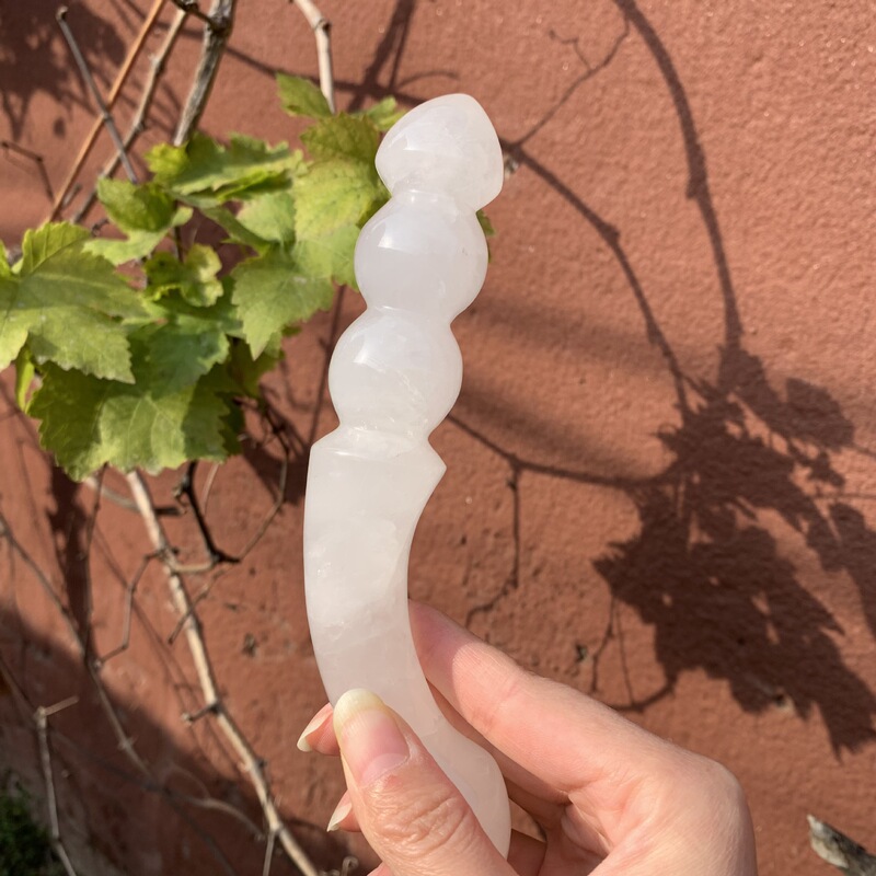 天然白水晶雕刻原石打磨水晶按摩棒 图 9