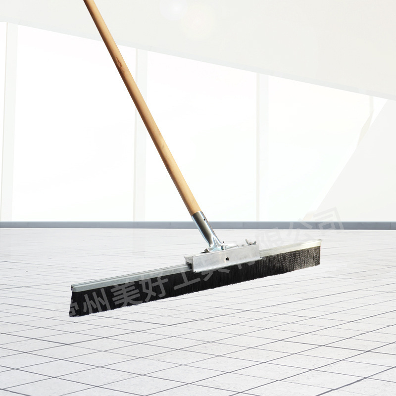 Heavy duty synthetic fiber seal coated applicator brush with handle/concrete broom
