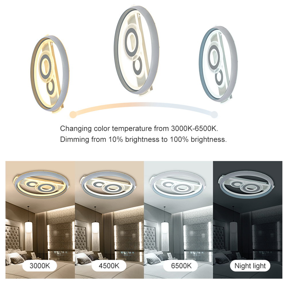 厂家直供现代简约LED吸顶灯72W圆形2.4G无极调光遥控客厅灯卧室灯