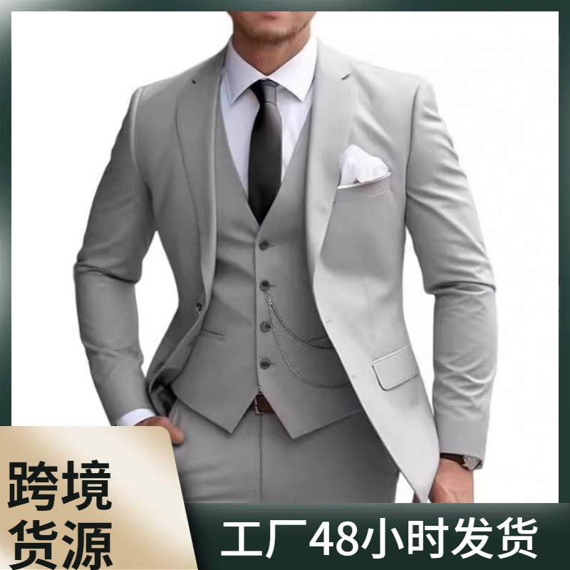 Amazon foreign trade mens suit set wedding groomsmen suit slim…