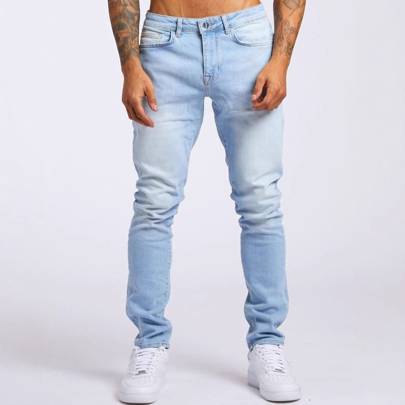 2025 European Station Slim Fit Stretch Denim Men's Pants European and American Cross-Border Autum Tight-Fitting Pants for Men Nk362