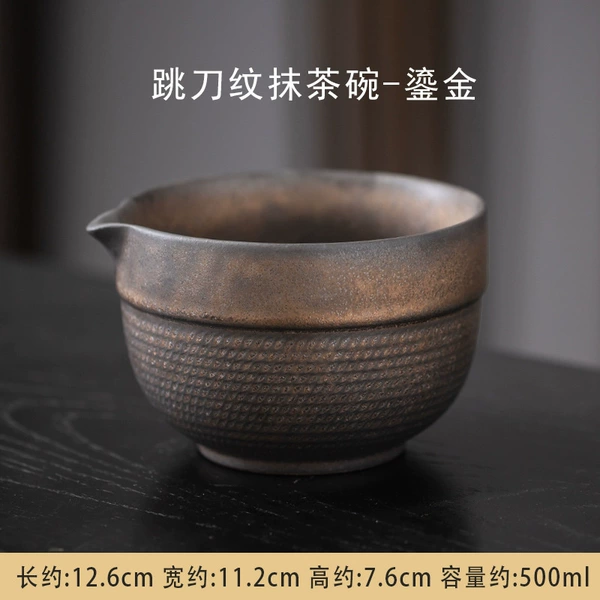 Jumping knife pattern matcha bowl-gilt