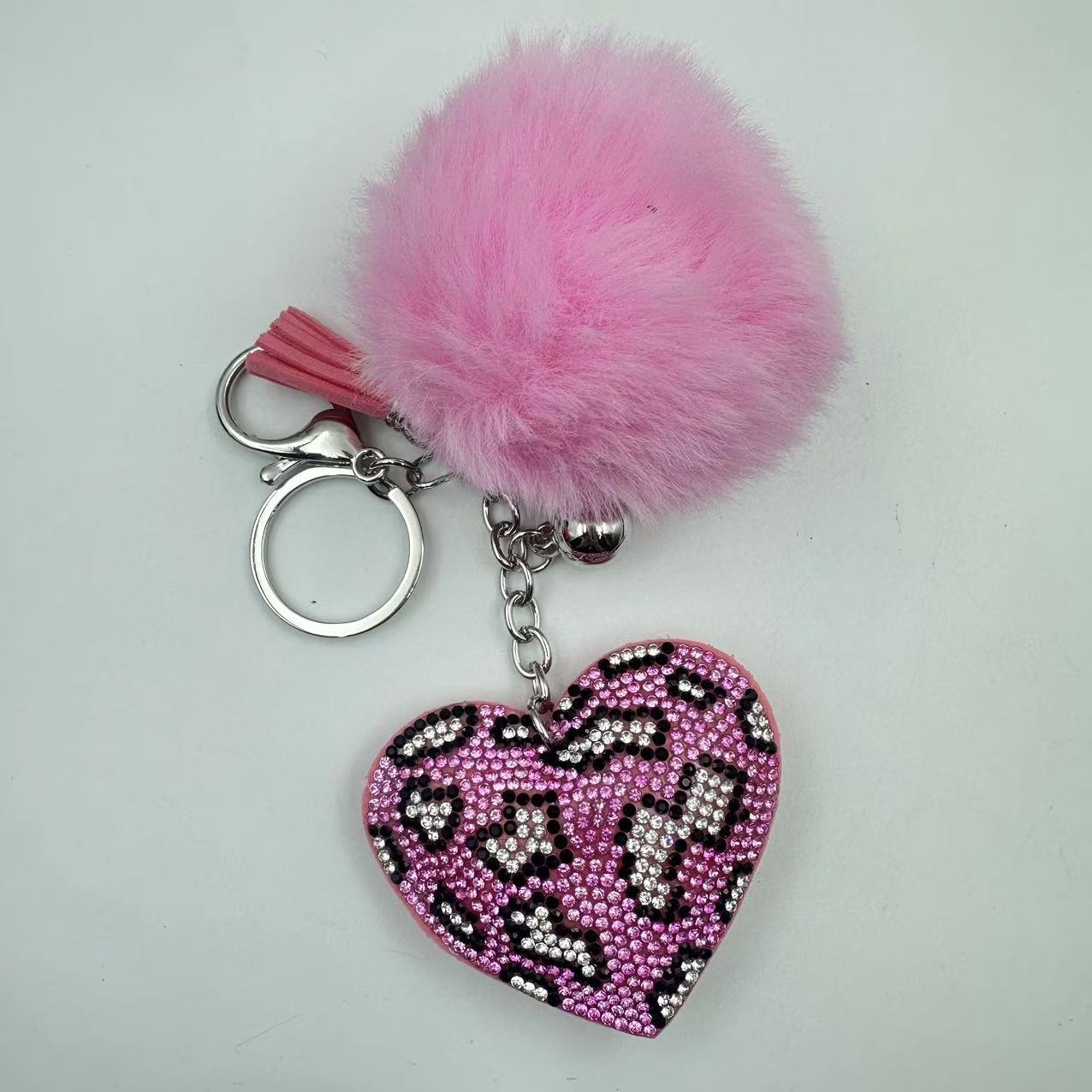 55g Weight Rhinestones Inlay Material Keychain Classification 1 Piece Quantity Daily Occasion Plush Material Heart Shape Pattern Unisex Gender Sweet, Korean Style Style Sweet Korean Style Heart Shape Plush Rhinestones Unisex Keychain 4
