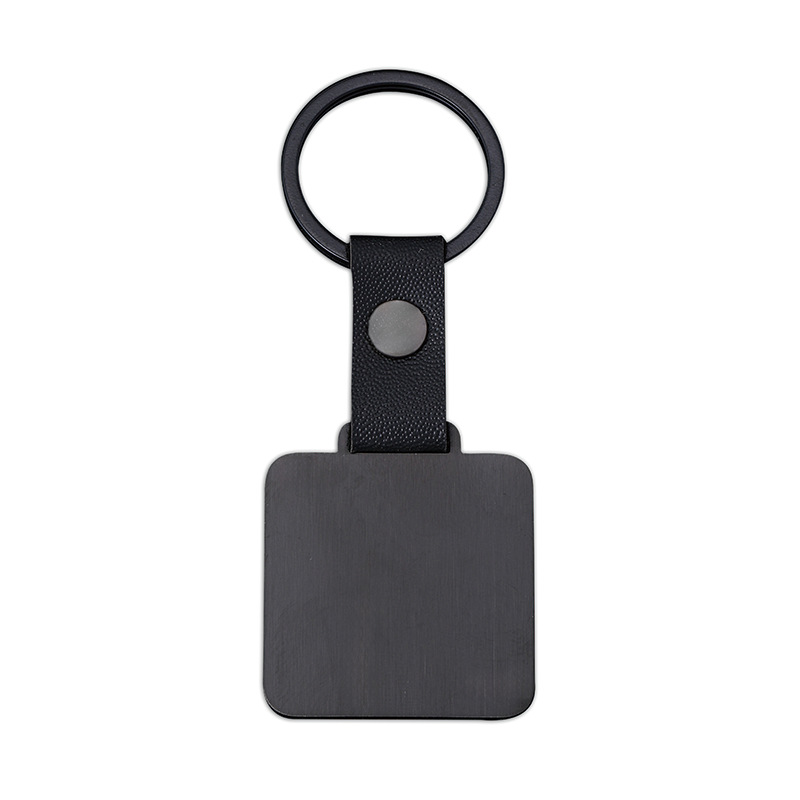 Classic Style Square Customization Laser Engraving 201 Stainless Steel Pu Leather Plating Unisex Bag Pendant Keychain display picture 3