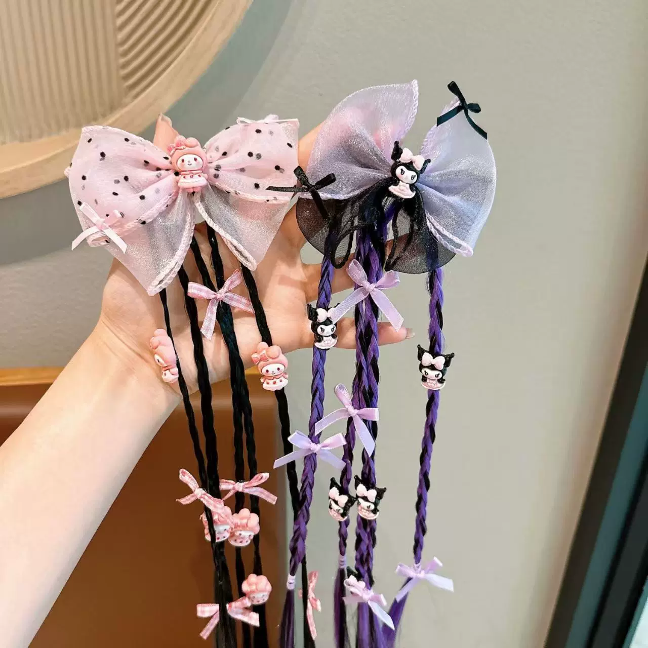 新款卡通三丽鸥发圈儿童可爱库洛米假发发绳高弹力扎头绳皮筋发饰