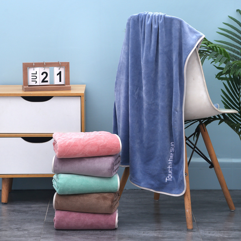 Wholesale Youth-Style Large Bath Towel for Adults, Thickened, Soft, Absorbent, Embroidered Beauty Towel, Outdoor Swimming Beach Towel