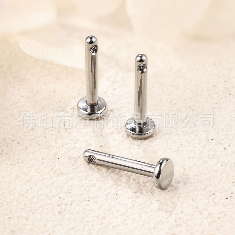 F136 Titanium Alloy Side Threaded Earrings Side Threaded Lip Nail Rod 0.9 Tooth Rod Small Base Internally Threaded Accessories detail image 7