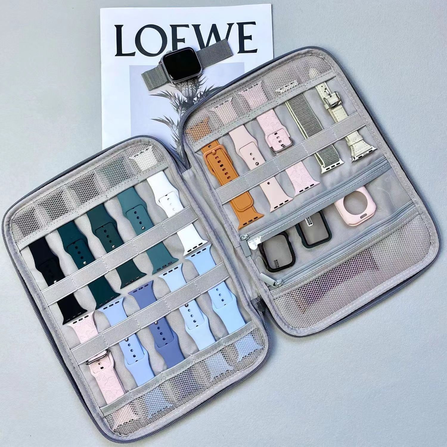 适用于苹果手表表带大容量收纳包华为三星iwatch旅行整理