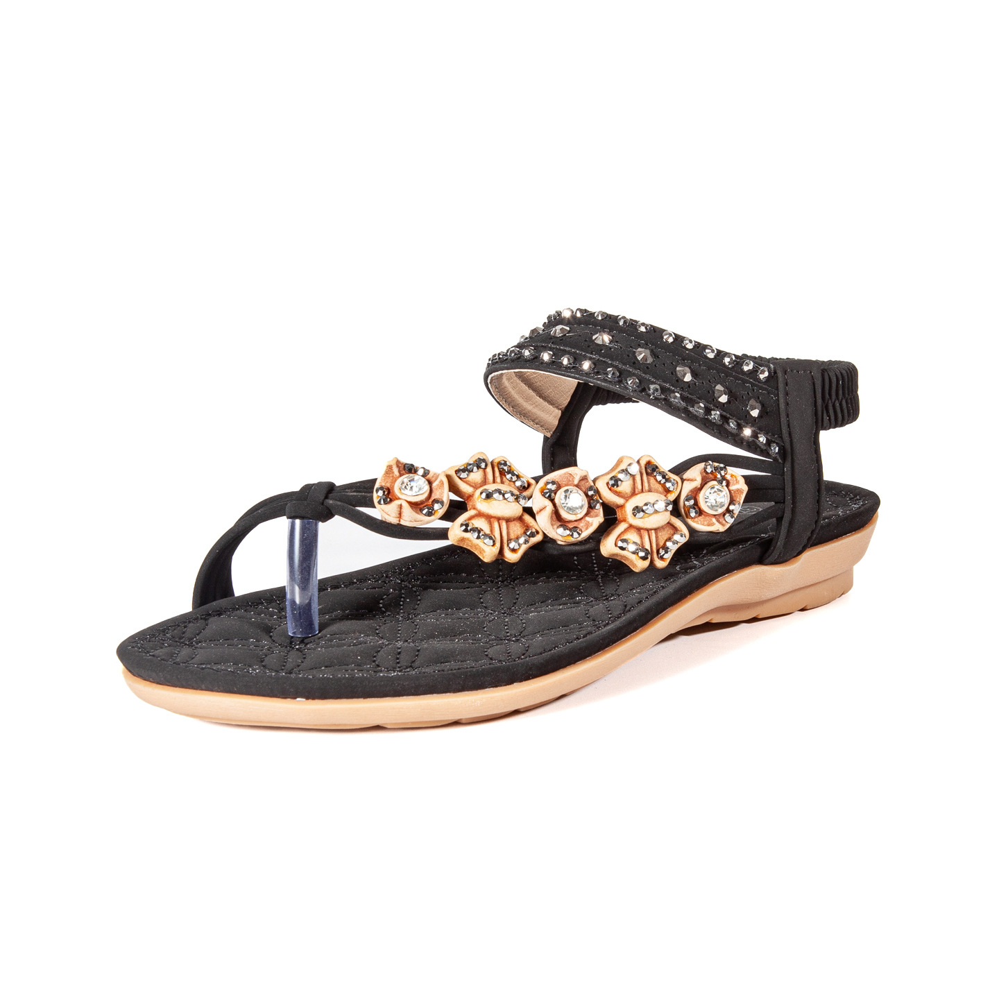 Women's Shoes, Summer Fashion Beach Vacation Flat Sandals With Beaded Toe Straps_desvips.com