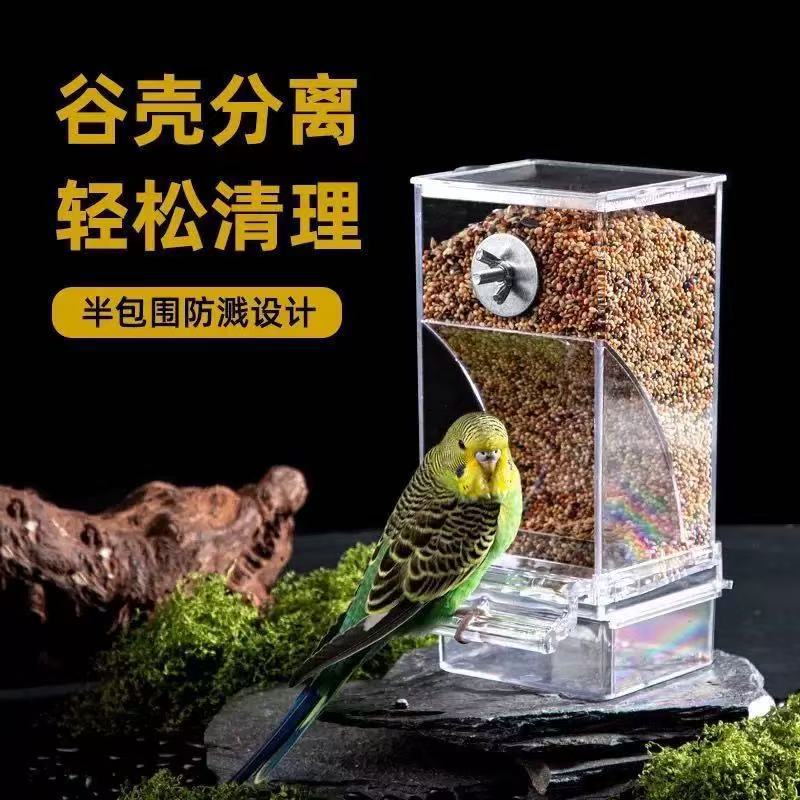 Comedero Automático para Loros de Acrílico Colgante Anti-salpicaduras para Jaula de Pájaros