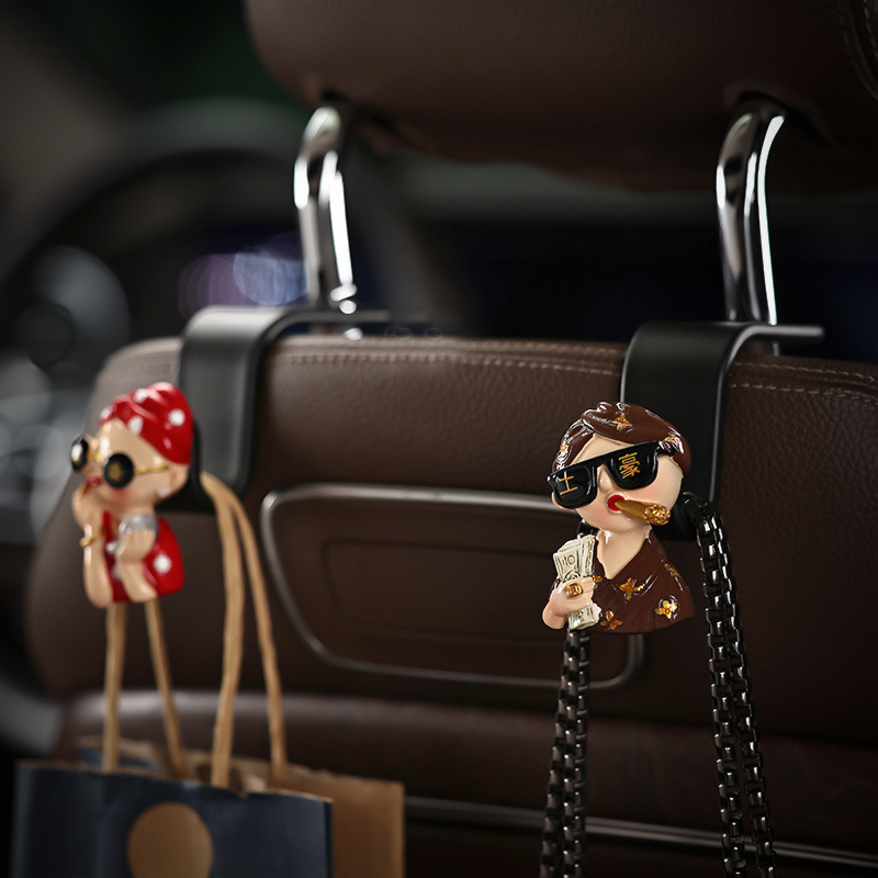 Un par de ganchos de coche de mujer rica divertida para niñas, decoración de coche creativa, interior, productos prácticos y buenos