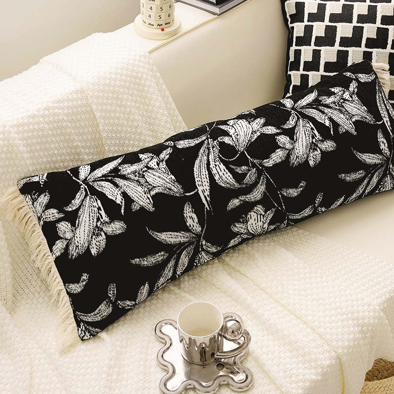 Cojín de cama larga marroquí, almohada lumbar, sofá de sala de estar estilo retro Maillard, funda de almohada con flecos largos, con núcleo image 12