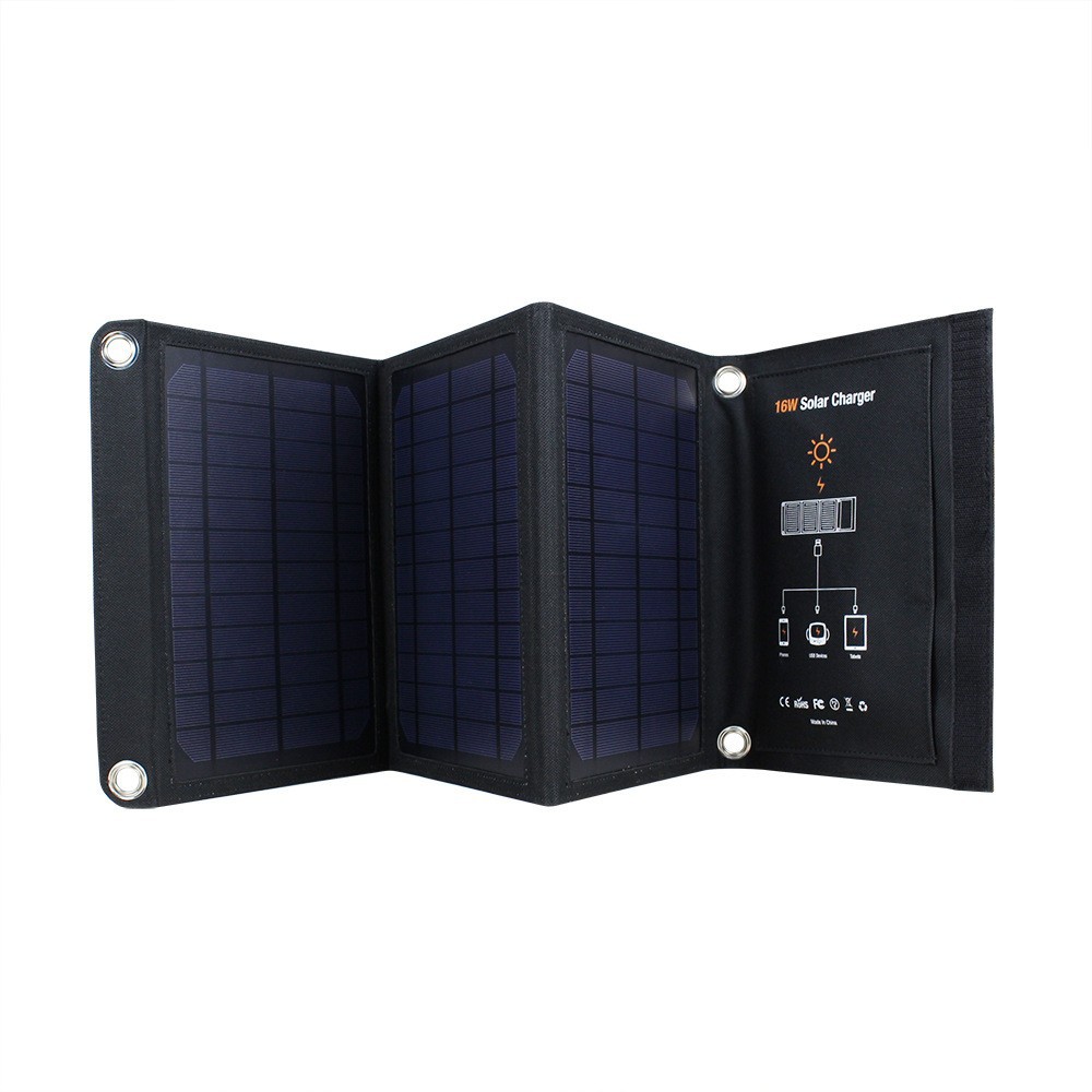 21W Outdoor Solar Folding Bag Photovoltaic Charging Panel Dual USB Output Portable Mobile Phone Charger for Mountaineering and Camping