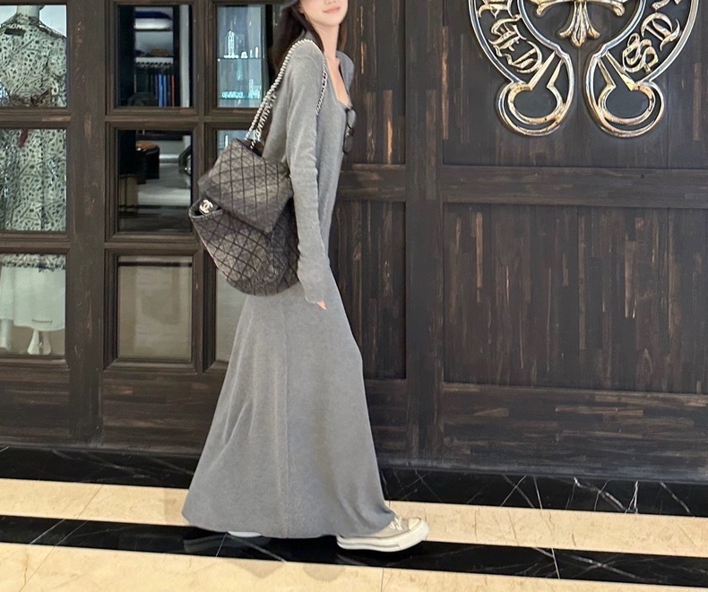 5werkwe 松弛美女 羊毛针织开衫吊带长裙套组|undefined