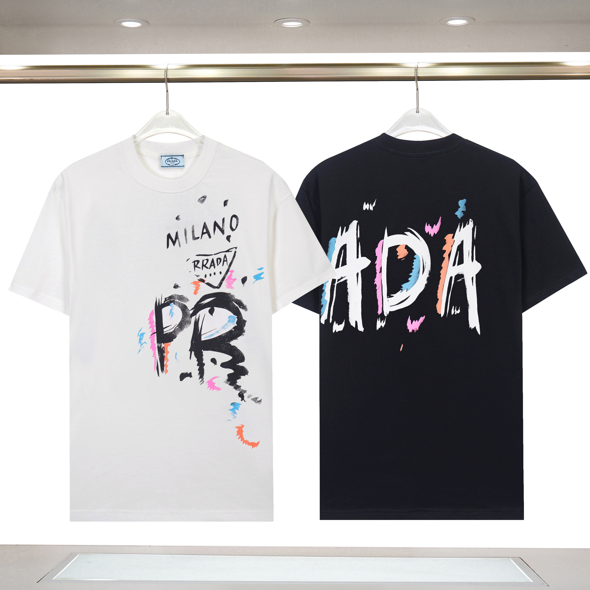 Moda transfronteriza Pujia pareja de manga corta tendencia de verano personalidad creativa color PRA letras impresas camiseta femenina