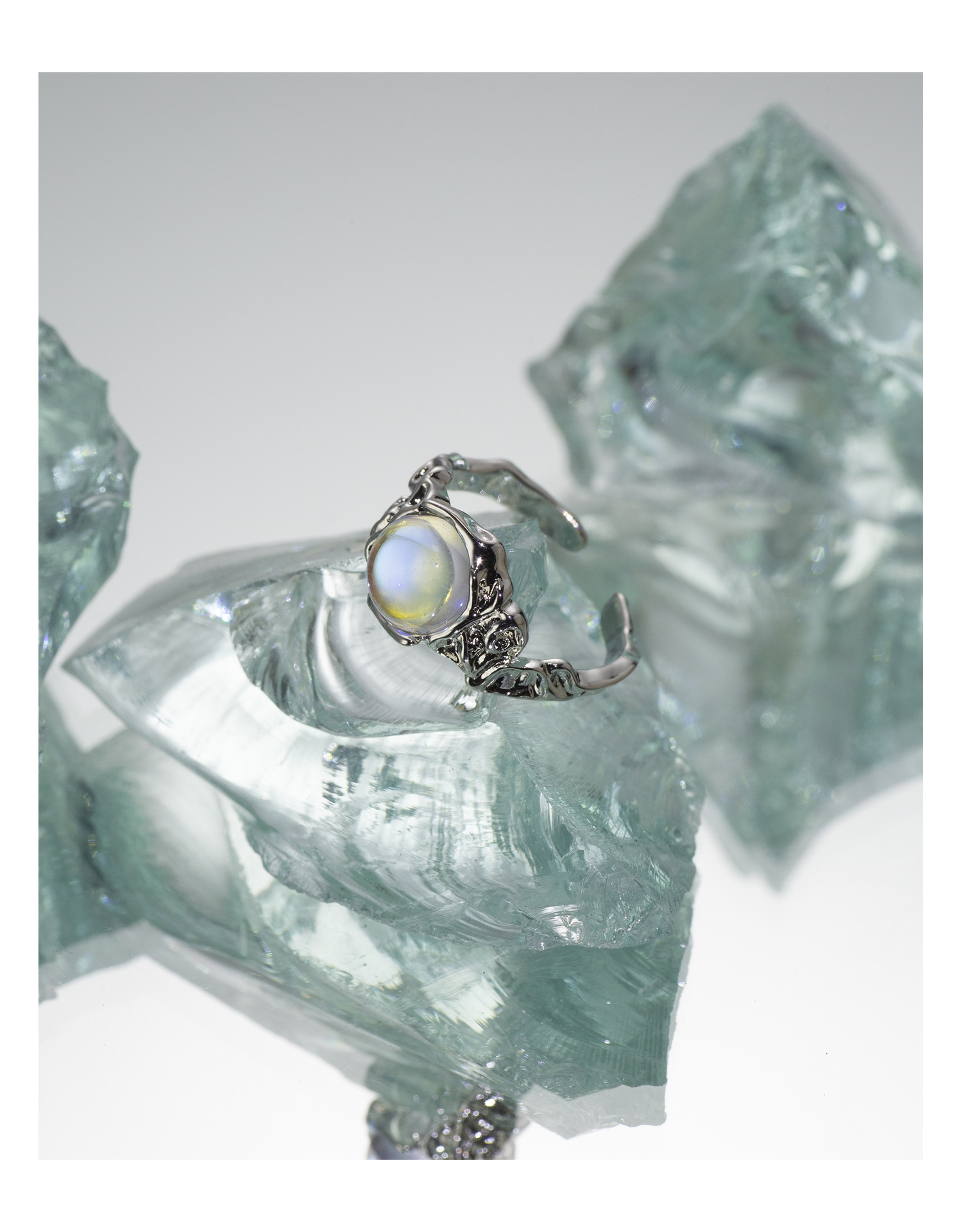 Fashion Geometric Copper Plating Natural Stone Rings 1 Piece