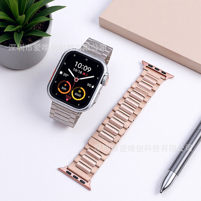 Suitable for S Apple S9/10 Watch I-Shaped Magnetic Sheet Wristband Men's Apple Watch Strap High-End Men's