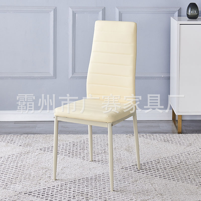 Silla de línea horizontal para sala de estar, silla de respaldo para restaurante de hotel, silla de comedor desmontada de hierro de cuero con respaldo para el hogar moderno y simple