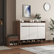 实木芯鞋柜家用门口室内入户中古玄关收纳柜一体靠墙2025新款鞋架