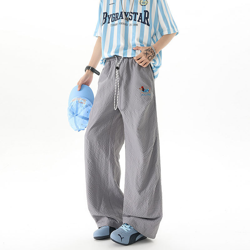Seersucker Casual Pants for Men, Summer 2026, Versatile Youth Pants, New Loose Quick-Dry American-Style Pants for Men