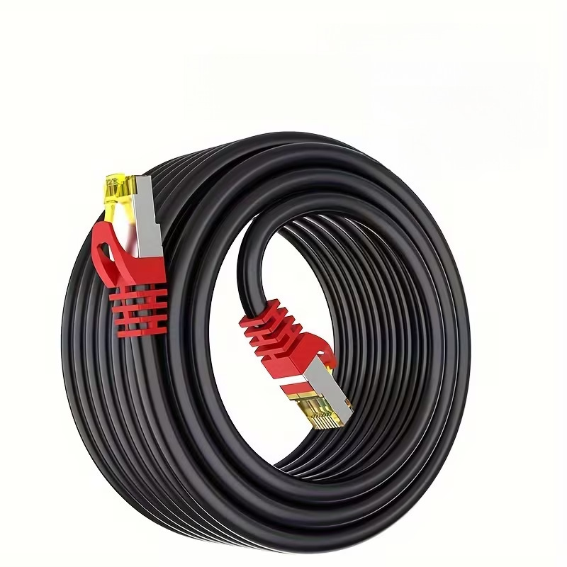 Wholesale cat8 network patch cable RJ45 broadband computer finished cable with gold-plated red shell crystal head, category 8 shielded network cable