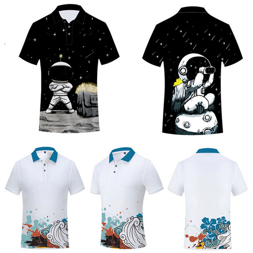 Custom polo shirts for kindergarten uniforms with full-body prints, quick-drying, turnover collar, short sleeves, set of two, custom made for teams.
