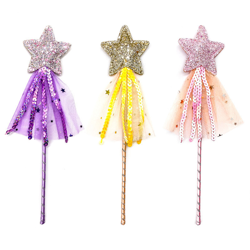 Amazon Cat Teaser Wand Five-Pointed Star Fairy Wand Magic Wand Kindergarten Children Sequin Festival Performance Costume Accessories